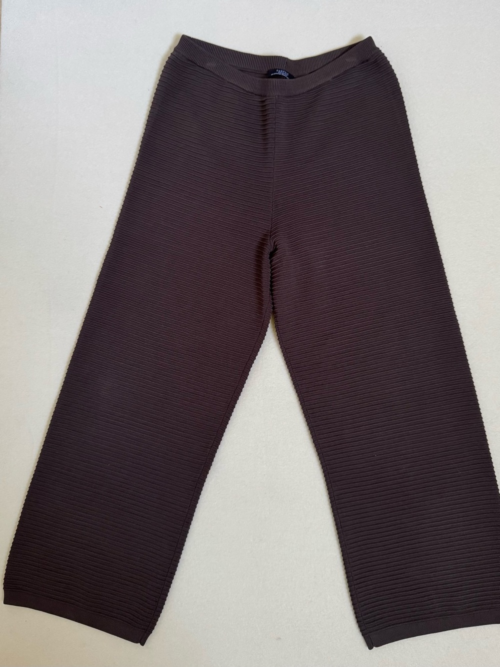 Parfois Ribbed Knit Wide Leg Cropped Culotte Pants Brown XS/S